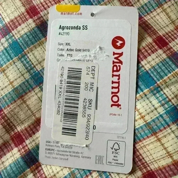 NWT Marmot Short Sleeve Casual Button Front Plaid Shirt Size XXL - Picture 3 of 5